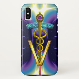 GOLDEN CADUCEUS VETERINAIR SYMBOOL / Paars blauw iPhone XS Hoesje