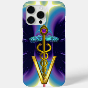 GOLDEN CADUCEUS VETERINAIR SYMBOOL / Paars blauw iPhone 15 Pro Max Hoesje