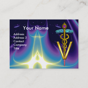 GOLDEN CADUCEUS VETERINAIR SYMBOOL / Paars blauw Visitekaartje