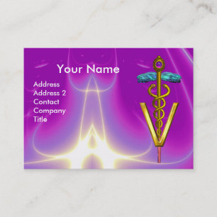 GOLDEN CADUCEUS VETERINAIR SYMBOOL/Paars Roze Visitekaartje
