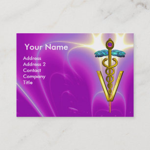 GOLDEN CADUCEUS VETERINAIR SYMBOOL / Paarse Fuchsi Visitekaartje