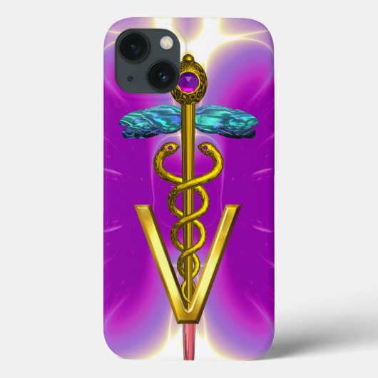 GOLDEN CADUCEUS VETERINAIR SYMBOOL / Roze Fuchsia Case-Mate iPhone Case (Achterkant)