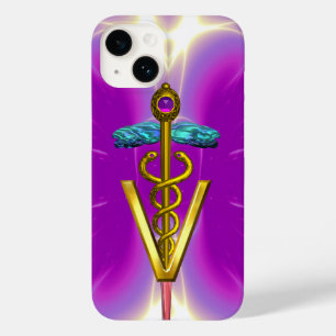 GOLDEN CADUCEUS VETERINAIR SYMBOOL / Roze Fuchsia Case-Mate iPhone 14 Hoesje