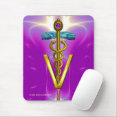 GOLDEN CADUCEUS VETERINAIR SYMBOOL / Roze Paars Muismat (Met muis)