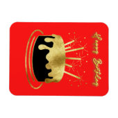 Golden Cake Happy Birthday Flexible Magnet Magneet (Horizontaal)