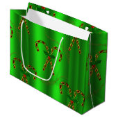 Golden Candy Canes Evergreen Elegance Kerstmis Groot Cadeauzakje (Voorkant Gekanteld)