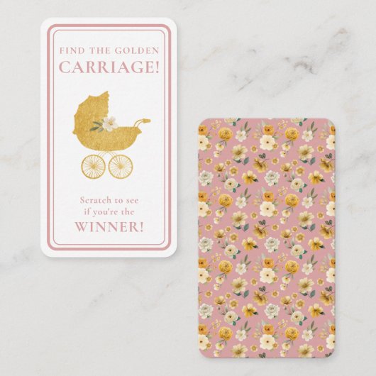 Golden Carriage Scratch-Off Game | Blush Pink Visitekaartje (Voorkant / Achterkant)
