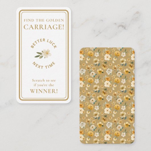 Golden Carriage Scratch-Off Neutral Non-Winner Visitekaartje (Voorkant / Achterkant)