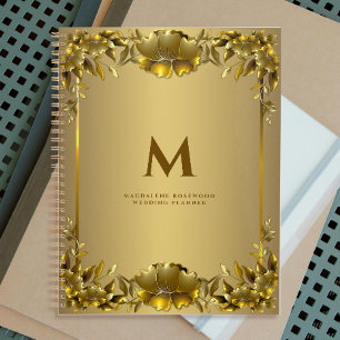 Golden Carved Flowers Lijst Naam Initiaal Planner