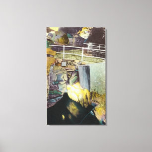 Golden Cascade en Natural Bridge Uitzicht Canvas Afdruk