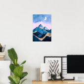 Golden Celestial Peaks Waterverf Poster (Thuiskantoor)