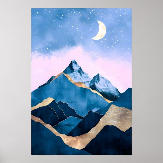 Golden Celestial Peaks Waterverf Poster (Voorkant)