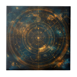 Golden Celestial Star Map Tegeltje
