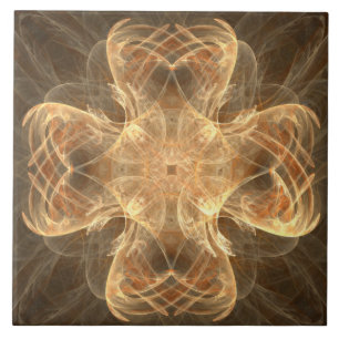 Golden Celtic Cross II Pattern Ceramic Tile Tegeltje