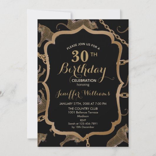 Golden chain glamour leopard cheetah kaart (Voorkant)