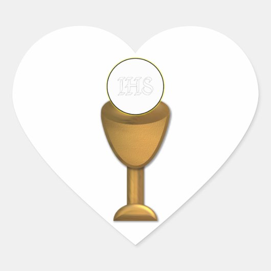 Golden Chalice en Host - Heilige Communie Hart Sticker (Voorkant)