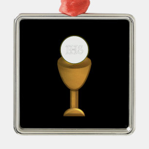 Golden Chalice en Host - Heilige Communie Metalen Ornament