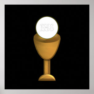 Golden Chalice en Host - Heilige Communie Poster