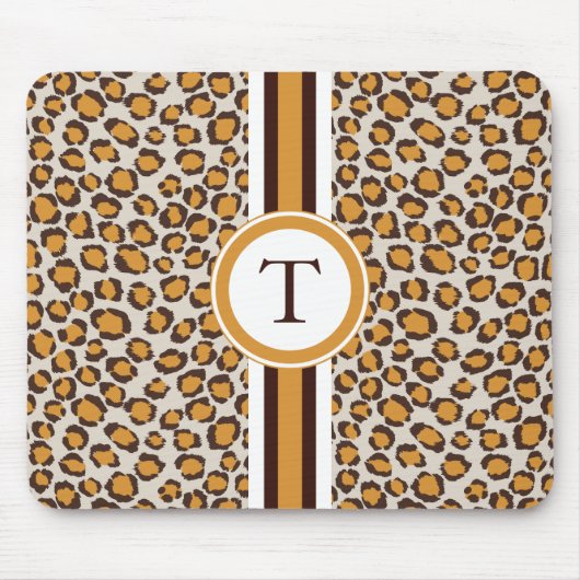 golden cheetah print met monogram muismat (Voorkant)