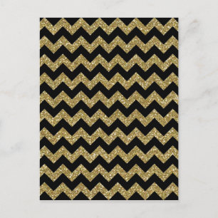 Golden Chevrons Chic Elegant Print Briefkaart
