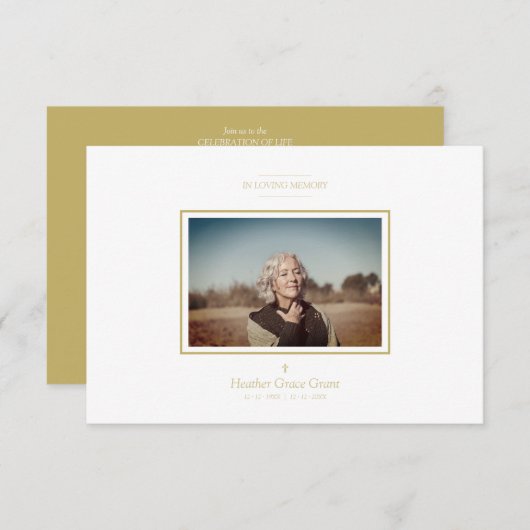 Golden Chic Sophisticated Minimalist Photo Funeral (Voorkant / Achterkant)