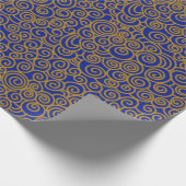 Golden Chinees Auspicious Clouds Pattern on Indigo Cadeaupapier (Hoek)