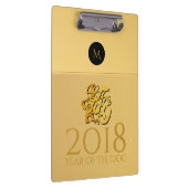 Golden Chinese Dog Papercut 2018 Monogram ClipB Klembord (Rechts)