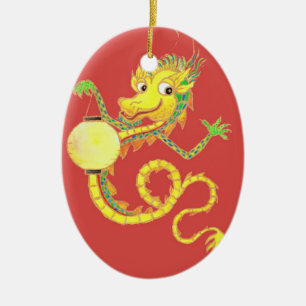 Golden Chinese Dragon Ornament
