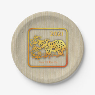 Golden Chinese papiersnijden 2021 PP Papieren Bordje