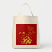 Golden Chinese papiersnijden Rat Jaar 2020 BNTB Tote Bag (Voorkant)