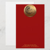 Golden Chinese Ram Year of Birthday Briefpapier (Voorkant / Achterkant)