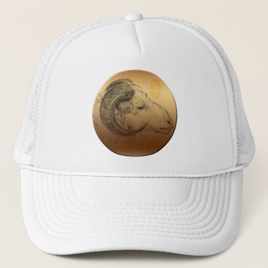 Golden Chinese Ram Year Zodiac Birthday Casquette (Devant)