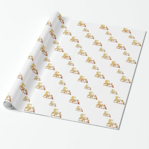 Golden Choo Choo Train Gift Wrap Cadeaupapier