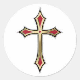 Golden Christelijk kruis Ronde Sticker