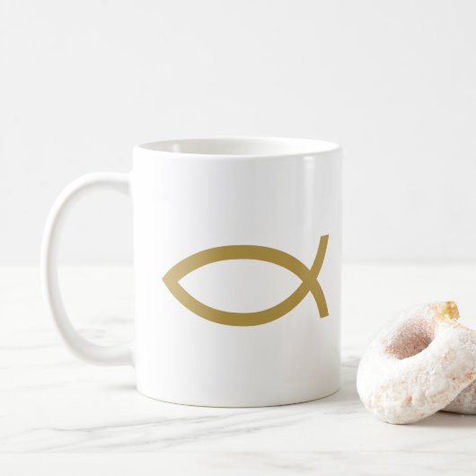 Golden Christelijk vissymbool Koffiemok (Met donut)