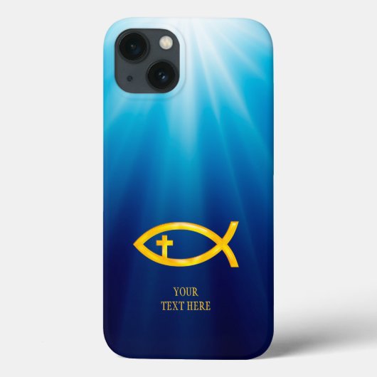 Golden Christelijke vis met kruis Case-Mate iPhone Case (Achterkant)