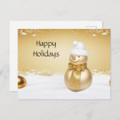 Golden Christmas Sneeuwman Vakantie Briefkaart (Voorkant / Achterkant)