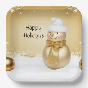 Golden Christmas Sneeuwman Vakantie Papier Bord