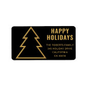 Golden Christmas Tree adreslabel Etiket (Voorkant)