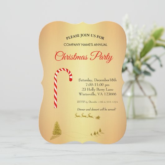 Golden Christmas tree star Invitation (Debout devant)