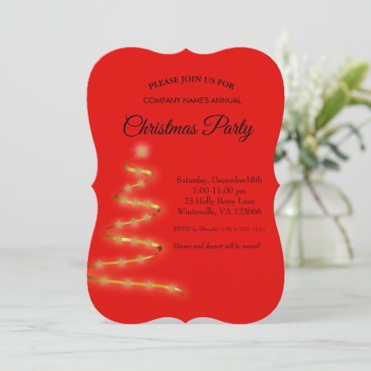 Golden Christmas tree star Invitation (Debout devant)