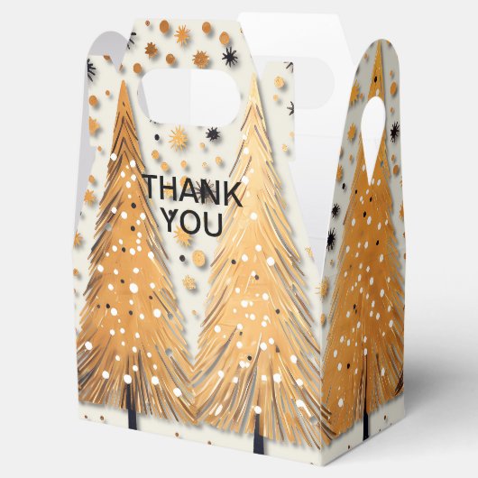 Golden Christmas Trees Shiny Snowflakes Feestdagen Bedankdoosjes (Geopend)