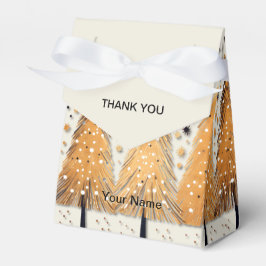 Golden Christmas Trees Shiny Snowflakes Feestdagen Bedankdoosjes