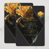Golden Chrysanthemum Painted Wedding Invitations Kaart (Voorkant / Achterkant)