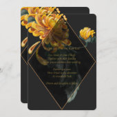 Golden Chrysanthemum Peint Mariage Invitations (Devant / Derrière)