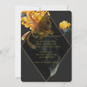 Golden Chrysanthemum Peint Mariage Invitations