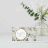 Golden Circles Eucalyptus Elegant QR CODE LOGO Visitekaartje (Staand voorkant)