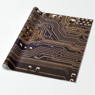 Golden circuit board. Electronic computer hardware Cadeaupapier