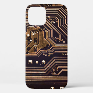 Golden circuit board. Elektronische computerhardwa iPhone 12 Hoesje
