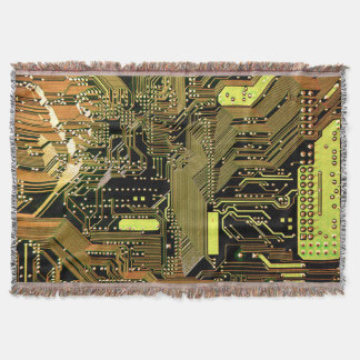 Golden Circuit Board Throw Blanket Deken